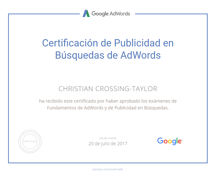 Certificación en Google Adwords